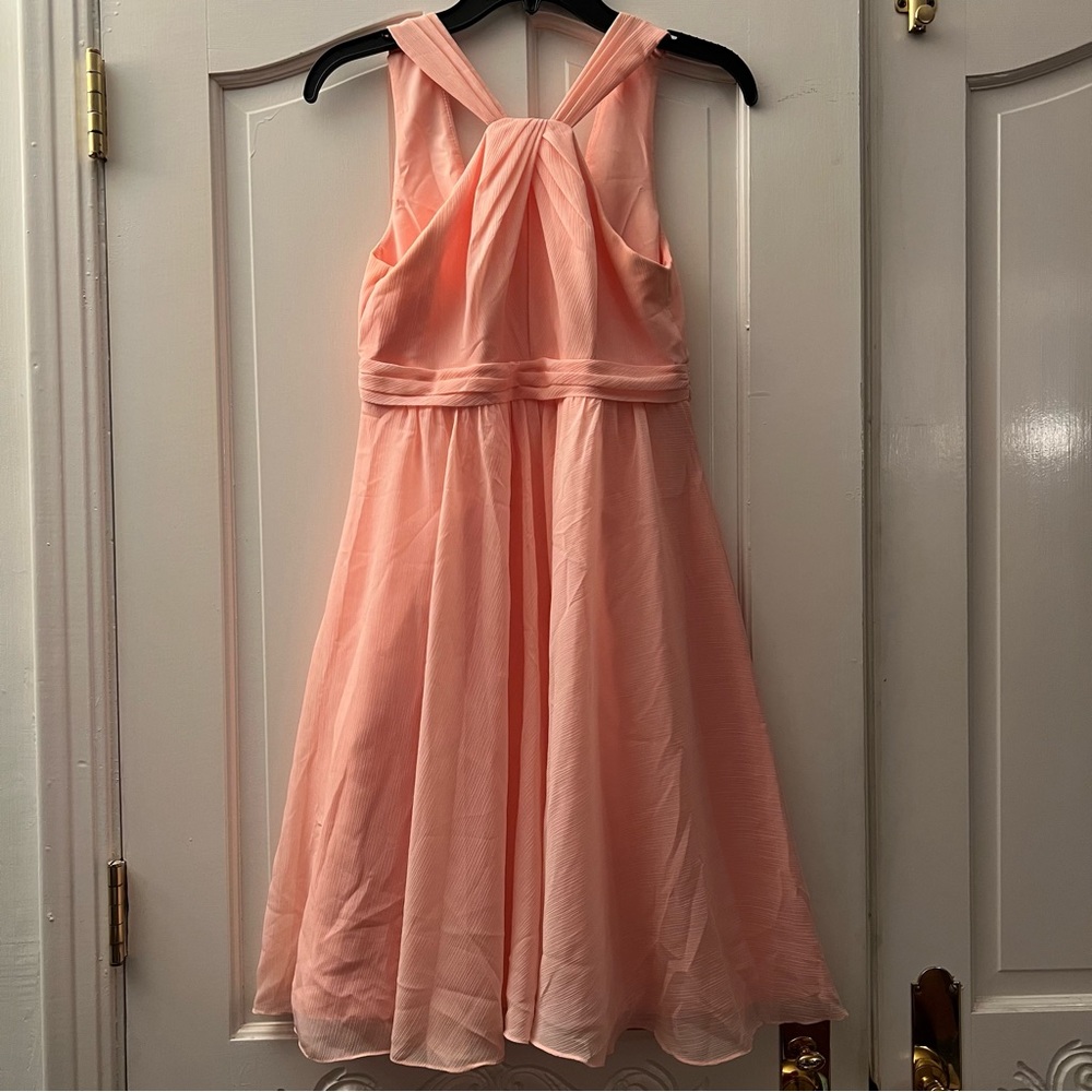 Davids bridal peach bridesmaid prom dress sleeveless chiffon 4